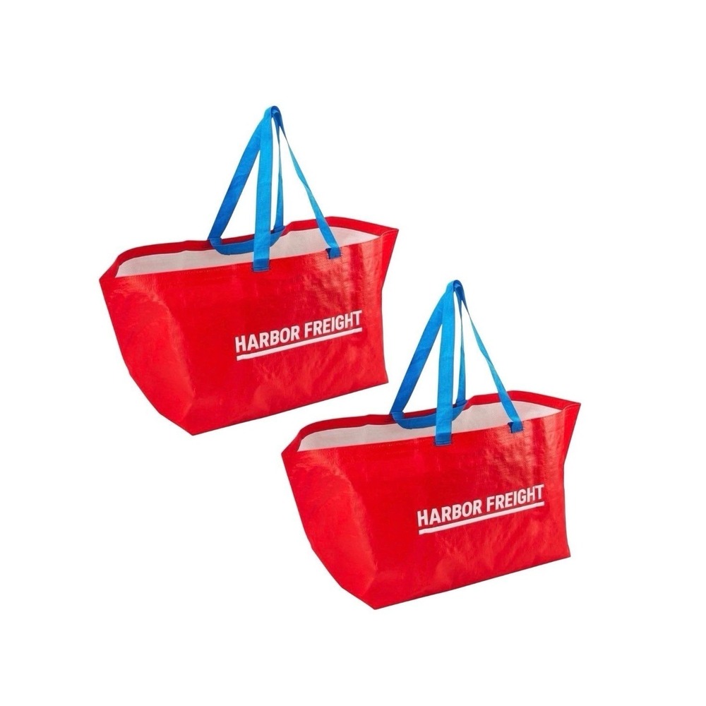 2 Pack Harbor Freight XXL Reusable Tote Bags Red 55 lb. / 19 Gallon FRAKTA Bags